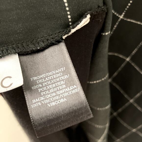 Ann Taylor Mixed Media Windowpane Plaid Top - Black White - Medium Petite - Picture 4 of 5